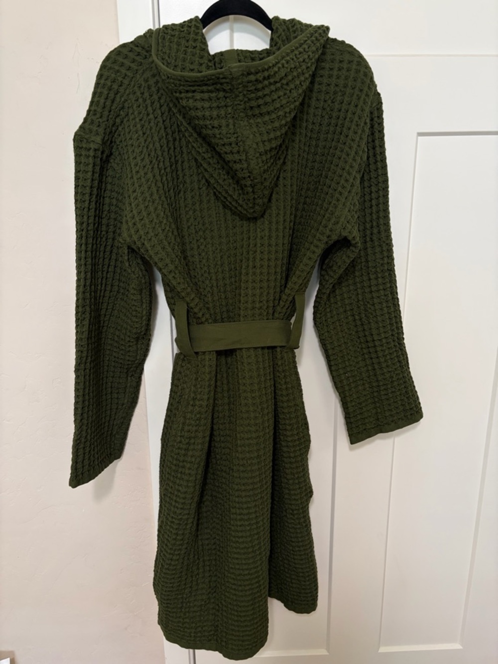 Onsen Supima Waffle Bath Robe, Forest Green, Size S, Unisex - Picture 6 of 9